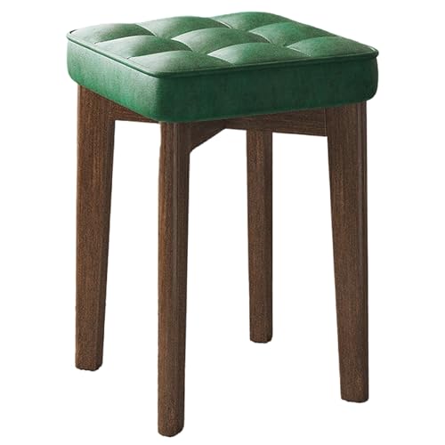 Moderner Schminkstuhl – kleiner Schlafzimmerhocker aus Gummibaumholz in 10 Farben (dunkelgrün) – stilvolles, kompaktes Design für Schönheits- und Ankleidezimmer von Generisch