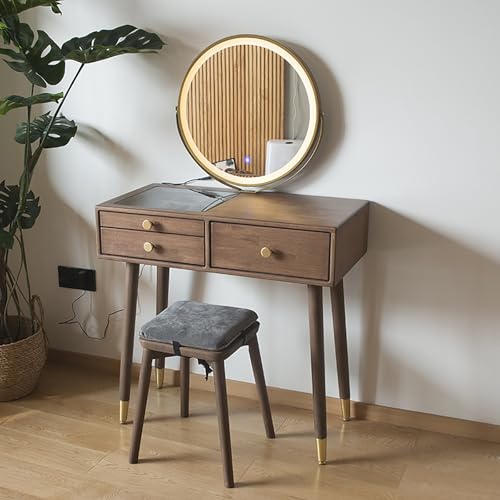 Moderner Schminktisch mit LED-Lichtern, Spiegel und gepolstertem Hocker, platzsparender Schminktisch für Schlafzimmer, stilvolle und funktionale Möbel für Beauty-Enthusiasten Moderner Schminktisch mit LED-Lichtern, Spiegel und gepolstertem Hocker, platzsparender Schminktisch für Schlafzimmer, stilvolle und funktionale Möbel für Beauty-Enthusiasten von Generisch
