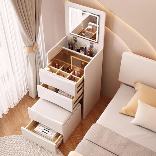 Moderner Schminktisch mit Touch-Licht, Klapptisch, gepolsterter Hocker, perfekt für Schlafzimmer und Wohnzimmer, multifunktionale Beauty-Station von Generisch