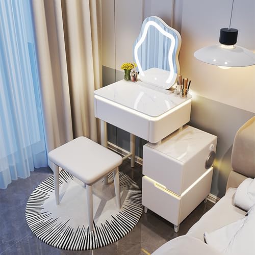 Moderner Schminktisch mit verstellbaren LED-Lichtern, 3 Schubladen und Stuhl, perfekt für Schönheits- und Hautpflege-Routine Moderner Schminktisch mit verstellbaren LED-Lichtern, 3 Schubladen und Stuhl, perfekt für Schönheits- und Hautpflege-Routine von Generisch