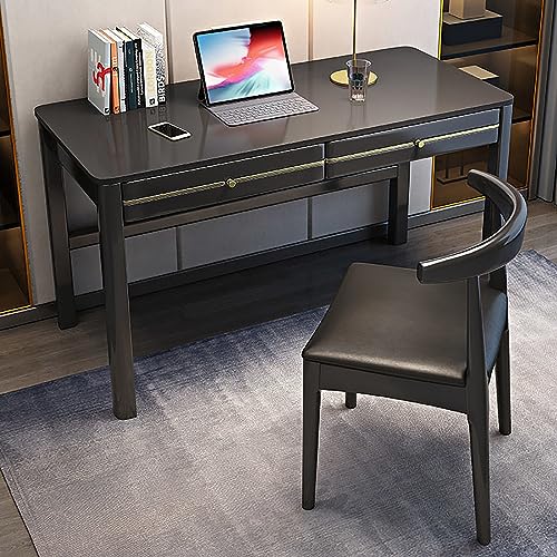 Moderner Schreibtisch aus Massivholz mit 2 Schubladen für Home Office, großer Arbeitstisch in Walnussholz-Finish Moderner Schreibtisch aus Massivholz mit 2 Schubladen für Home Office, großer Arbeitstisch in Walnussholz-Finish von Generisch