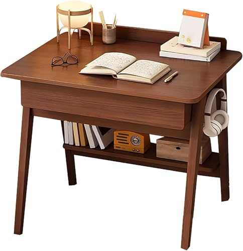 Moderner Schreibtisch aus Naturholz mit Schubladen und Regalen, Home Office Schreibarbeitsplatz, einfacher Arbeitstisch für den Computergebrauch von Generisch