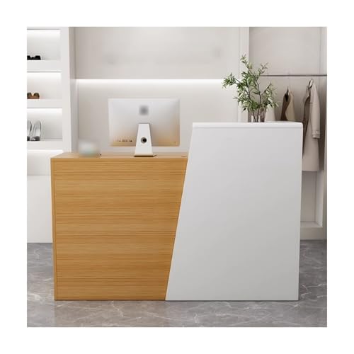 Moderner Schreibtisch aus Walnussholz, kompakter Kassentisch für Salons und Einzelhandelsgeschäfte, stilvoller kleiner Schreibtisch (linke Seite, 100 cm) von Generisch