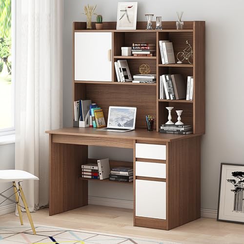 Moderner Schreibtisch mit Stauraum, Computertisch, Holz, Arbeitsstation mit Schubladen, Bücherregal und Anrichte für effizienten Arbeitsplatz von Generisch