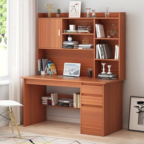 Moderner Schreibtisch mit Stauraum, Computertisch mit Schubladen, Arbeitszimmer, Arbeitsplatz mit Bücherregal und Anrichtenza, Holzschreibtisch für Zuhause/Büro von Generisch