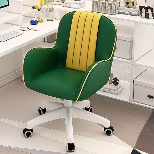 Moderner Schreibtischstuhl aus PU-Leder mit Armlehnen, Drehstuhl für Computer, Arbeitszimmer, Schlafzimmer, Grün von Generisch