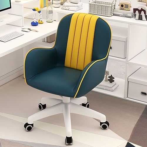 Moderner Schreibtischstuhl aus PU-Leder mit Armlehnen, drehbar, Gaming-Computerstuhl für Arbeitszimmer/Schlafzimmer, gepolsterter Arbeitsstuhl mit Rollen, Blau von Generisch