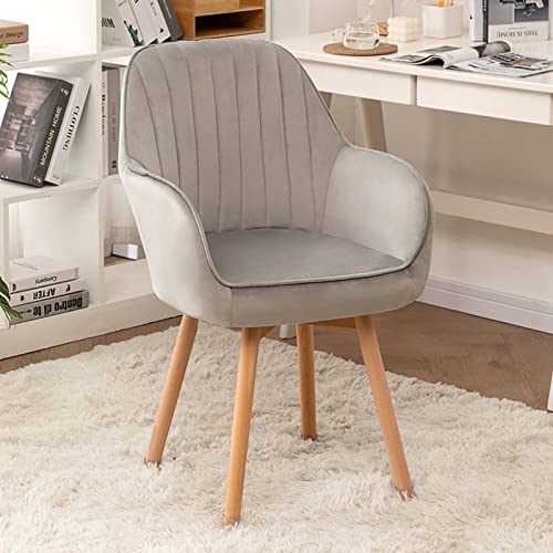 Moderner Schreibtischstuhl aus Samt für Büro oder Schminktisch, bequemer Esszimmerstuhl aus Holz mit Mid-Century-Design, Grau, 40,6 x 40,6 x 86,4 cm von Generisch