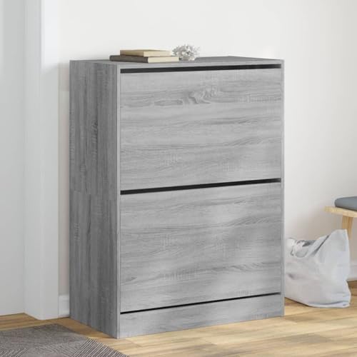 Moderner Schuhschrank, stilvolle Fluraufbewahrung mit 2 Klappschubladen & herausnehmbarer Schicht, Graueiche, 80 x 42 x 108 cm, perfekt für Wohnzimmer & Eingangsbereich Moderner Schuhschrank, stilvolle Fluraufbewahrung mit 2 Klappschubladen & herausnehmbarer Schicht, Graueiche, 80 x 42 x 108 cm, perfekt für Wohnzimmer & Eingangsbereich von Generisch