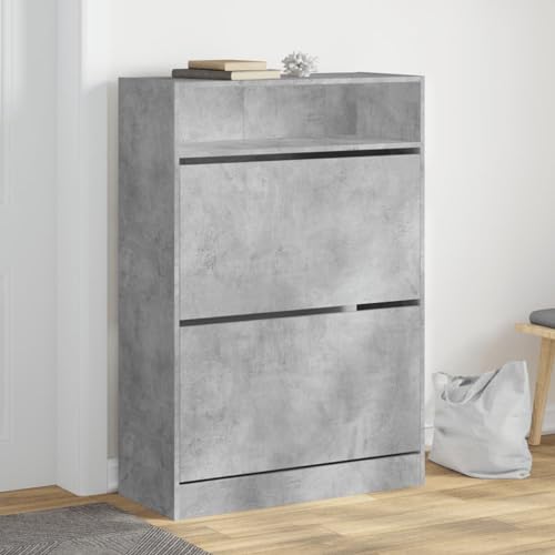 Moderner Schuhschrank mit 2 Klappschubladen & herausnehmbarem Einlegeboden, stilvolle Aufbewahrung für Flur & Wohnzimmer, 80 x 34 x 116 cm, rustikales graues Finish Moderner Schuhschrank mit 2 Klappschubladen & herausnehmbarem Einlegeboden, stilvolle Aufbewahrung für Flur & Wohnzimmer, 80 x 34 x 116 cm, rustikales graues Finish von Generisch