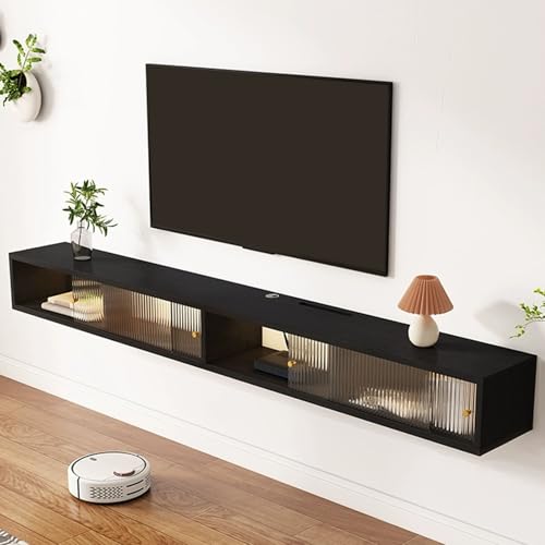 Moderner Schwebender Fernsehschrank mit Schiebetür, Wohnwand mit Offenem Stauraum, Schwebende Fernsehtisch for Wohnzimmer und Schlafzimmer Moderner Schwebender Fernsehschrank mit Schiebetür, Wohnwand mit Offenem Stauraum, Schwebende Fernsehtisch for Wohnzimmer und Schlafzimmer von Generisch