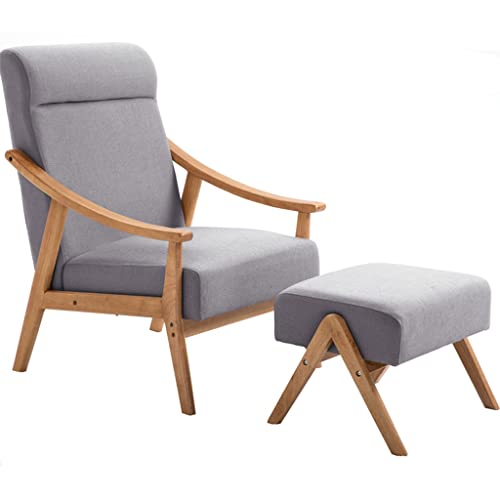 Moderner Sessel Loungesessel mit Ottomane Relaxliege für Schlafzimmer Einzelstuhl mit Fußstütze und Massivholzbeinen für Wohnzimmer, Büro und Zuhause von Generisch