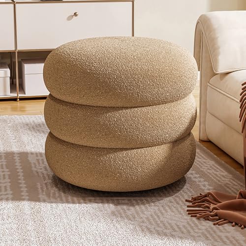 Moderner Sherpa Ottoman Hocker - Runder Boucle Fußhocker für Wohnzimmer & Schlafzimmer - Kompakt Gepolsterter Schminkhocker - Gepolsterte Fußstütze Ottomane Moderner Sherpa Ottoman Hocker - Runder Boucle Fußhocker für Wohnzimmer & Schlafzimmer - Kompakt Gepolsterter Schminkhocker - Gepolsterte Fußstütze Ottomane von Generisch