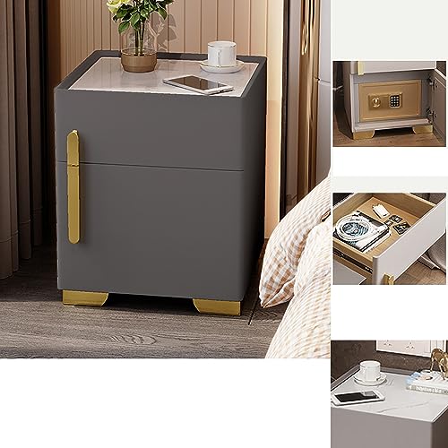 Moderner Smart Nachttisch mit eingebautem Safe und LED-Nachtlicht-Ladestation und Schublade, Dunkelgrau, ideal für Schlafzimmer oder Büro, Größe: 40 cm Moderner Smart Nachttisch mit eingebautem Safe und LED-Nachtlicht-Ladestation und Schublade, Dunkelgrau, ideal für Schlafzimmer oder Büro, Größe: 40 cm von Generisch