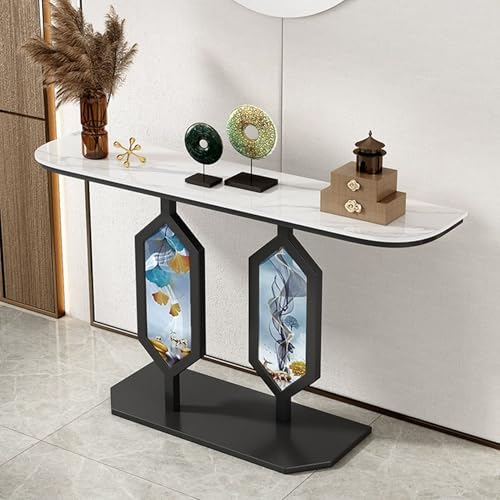 Moderner Sofa-Konsolentisch, stabiler Rockboard-Desktop, platzsparender Eingangstisch mit schlankem Metallrahmen, ideal für kompakte Wohnbereiche Moderner Sofa-Konsolentisch, stabiler Rockboard-Desktop, platzsparender Eingangstisch mit schlankem Metallrahmen, ideal für kompakte Wohnbereiche von Generisch