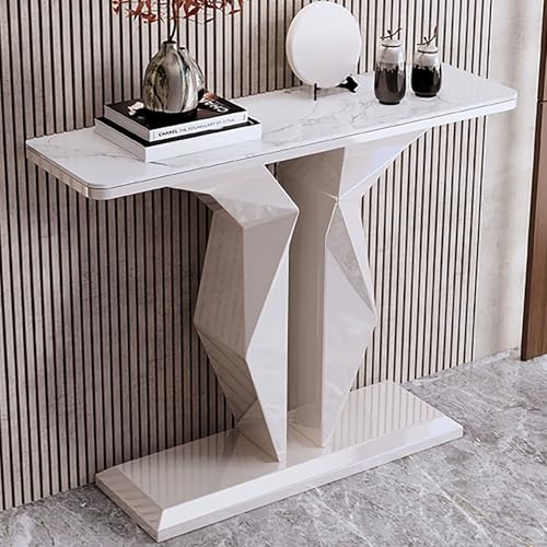 Moderner Sofatisch aus Schiefer mit Metallfuß, stilvoller dekorativer Foyertisch für Wohnzimmer, Schlafzimmer, Flur von Generisch