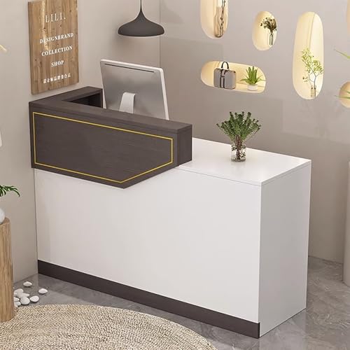 Moderner Stehschreibtisch mit abschließbaren Schubladenfächern und Tastaturablage, stilvoller Salonbüro oder Home-Empfangstisch mit Theke und Kabelloch von Generisch