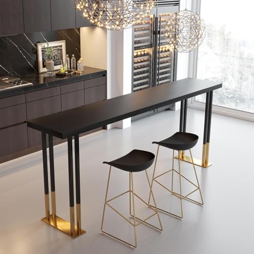 Moderner Stehtisch in Industrie-Optik mit Thekenhöhe, rechteckiger Küchen-Esstisch aus Massivholz mit Metallfuß, hoher Couchtisch, Bockdesign ohne Hocker – Schwarz, 100 cm Moderner Stehtisch in Industrie-Optik mit Thekenhöhe, rechteckiger Küchen-Esstisch aus Massivholz mit Metallfuß, hoher Couchtisch, Bockdesign ohne Hocker – Schwarz, 100 cm von Generisch