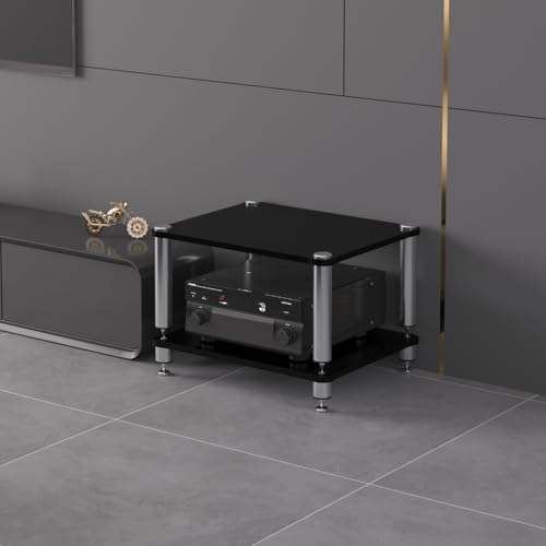 Moderner Stereo-Schrank, AV-Media-Ständer, Audio-Regal, Plattenspieler-Ständer, CD-Audio-Regal, Turm-Halter, moderner AV-Schrank für Zuhause/Büro/Theater, Schwarz (40 cm) von Generisch