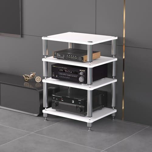 Moderner Stereo-Schrank mit AV-Media-Ständer, Audio-Regal und Plattenspieler-Ständer, CD-Audio-Regal, Turm-Halter für Heimbüro und Theater, moderner AV-Schrank in Weiß (80 cm) von Generisch