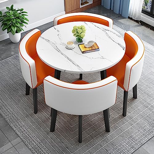 Moderner Stil Küche Frühstück Bar Tisch und Stuhl Set mit weicher Rückenlehne Sitz Platzsparende Möbel für Büro Konferenz Orange Weiß Esstisch Set von Generisch