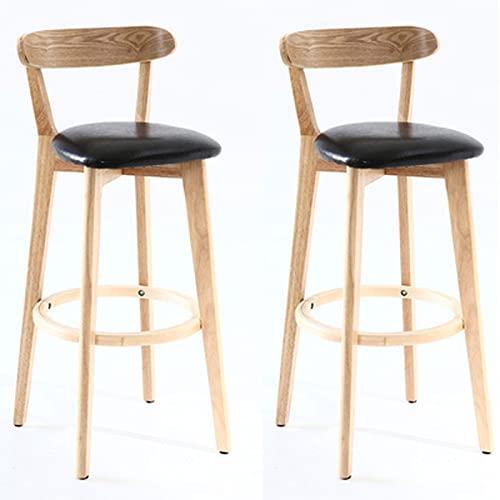 Moderner Stil Massivholz Barhocker 2er Set mit Rückenlehnen und Fußstützen für Küche Theke Insel Frühstück Bar Höhe Barhocker Moderner Stil Massivholz Barhocker 2er Set mit Rückenlehnen und Fußstützen für Küche Theke Insel Frühstück Bar Höhe Barhocker von Generisch