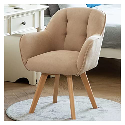 Moderner Stoff-Drehsessel mit stabilen Holzbeinen für kleine Räume, Samt, Club-Freizeitstuhl mit gepolsterter Sitzfläche, für Esszimmer oder Schreibtisch (Khaki) von Generisch