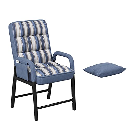 Moderner Stoff-Loungesessel mit Taillenstütze und Stahlrahmen, ideal für Wohnzimmer, Schlafzimmer oder Büro, Blau von Generisch