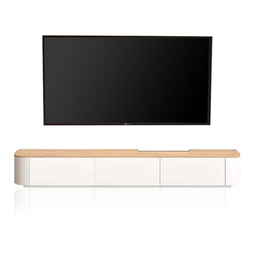 Moderner TV-Ständer – 200 cm Entertainment-Center mit Stauraum, stilvoller Boden-TV-Schrank für Wohnzimmer und Schlafzimmer, Weiß und Holzholz-Design Moderner TV-Ständer – 200 cm Entertainment-Center mit Stauraum, stilvoller Boden-TV-Schrank für Wohnzimmer und Schlafzimmer, Weiß und Holzholz-Design von Generisch