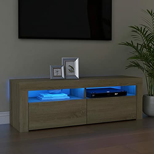 Moderner TV-Ständer Entertainment Center mit LED-Lichtern Sonoma Eiche Lowboard TV-Tisch Aufbewahrungseinheit für Wohnzimmer 120 x 35 x 40 cm Moderner TV-Ständer Entertainment Center mit LED-Lichtern Sonoma Eiche Lowboard TV-Tisch Aufbewahrungseinheit für Wohnzimmer 120 x 35 x 40 cm von Generisch