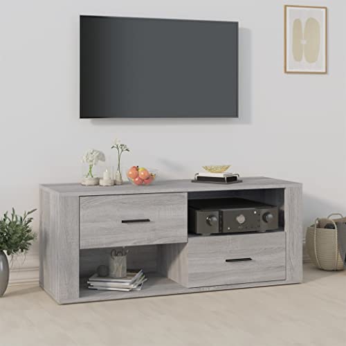 Moderner TV-Ständer Entertainment-Einheit mit 2 Schubladen und Ablage, Eiche grau, 100 cm, für 40-Zoll-Fernseher Moderner TV-Ständer Entertainment-Einheit mit 2 Schubladen und Ablage, Eiche grau, 100 cm, für 40-Zoll-Fernseher von Generisch