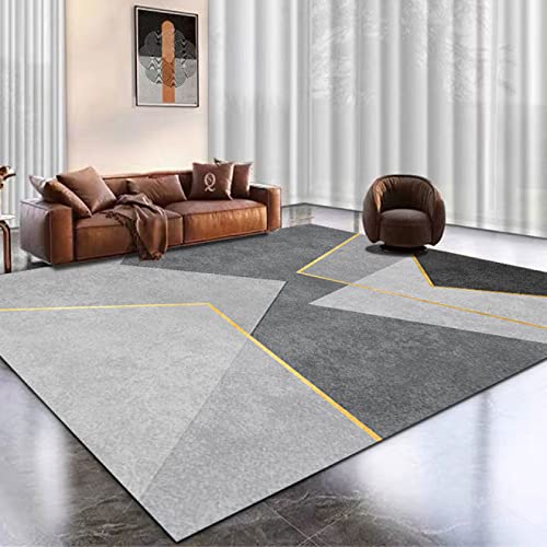 Moderner Teppich – Kurzflor-Teppich mit goldenem geometrischem Design – weich und langlebig für Schlafzimmer und Heimdekoration, perfekt für moderne Innenräume Moderner Teppich – Kurzflor-Teppich mit goldenem geometrischem Design – weich und langlebig für Schlafzimmer und Heimdekoration, perfekt für moderne Innenräume von Generisch
