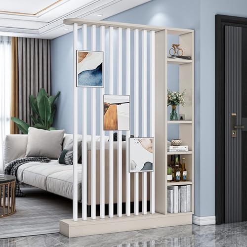 Moderner Wand-Raumteiler – hoher Sichtschutz und Aufbewahrungsschrank mit Regalen – dekorative Bücherregal-Trennwand für Heimbüro und Wohnheim – Beige (140 x 24 x 200 cm) von Generisch