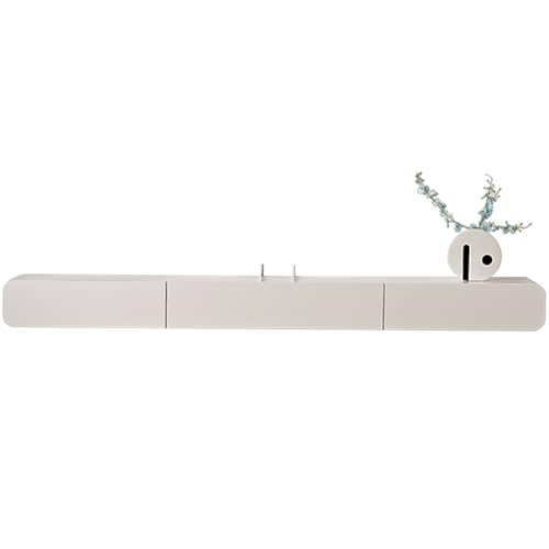 Moderner Wand-TV-Ständer, 200 cm, schwebende Medienkonsole mit Tür, stilvolle Wohnzimmer-Aufbewahrungseinheit für Unterhaltung (weiß) von Generisch