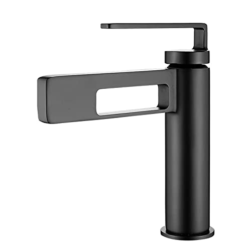 Moderner Wasserhahn aus Messing, Wasserfall-Kronleuchter-Mischbatterie, Einloch-Design, stilvolles graues Finish für elegantes Waschbecken-Upgrade von Generisch