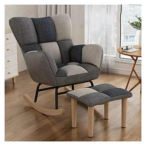 Moderner Wingback Schaukelstuhl für Kinderzimmer mit Fußhocker, Grau 2 von Generisch
