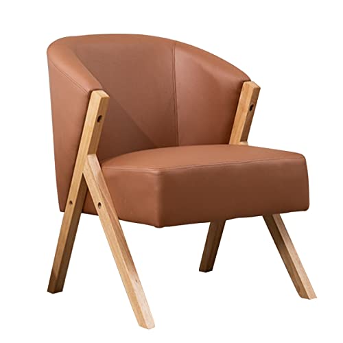 Moderner Wohnzimmerstuhl mit Massivholzstütze und Schaumstoffpolsterung, bequemer Lazy Loungesessel zum Lesen und Entspannen (Braun) von Generisch