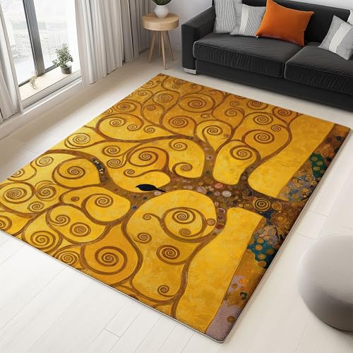 Moderner Wohnzimmerteppich Abstrakter Lebensbaum 140x200 cm Großer Waschbar Kurzflor Teppich, Weich Pflegeleicht rutschfest Teppiche für Schlafzimmer Wohnzimmer Kinderzimmer von Generisch