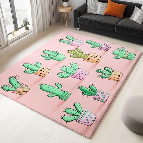 Moderner Wohnzimmerteppich Cartoon Kaktus 80x150 cm Großer Waschbar Kurzflor Teppich, Weich Pflegeleicht rutschfest Teppiche für Schlafzimmer Wohnzimmer Kinderzimmer Moderner Wohnzimmerteppich Cartoon Kaktus 80x150 cm Großer Waschbar Kurzflor Teppich, Weich Pflegeleicht rutschfest Teppiche für Schlafzimmer Wohnzimmer Kinderzimmer von Generisch