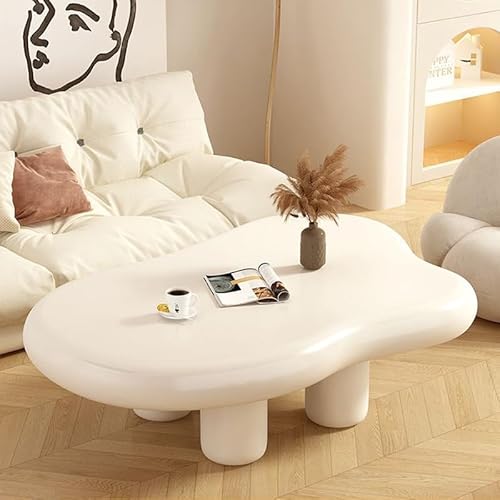 Moderner Wolken-Kaffeetisch mit Cartoon-Design, runder dicker Beistelltisch für Wohnzimmer & Schlafzimmer, einzigartige unregelmäßige Dekoration, stabile 4 Beine von Generisch