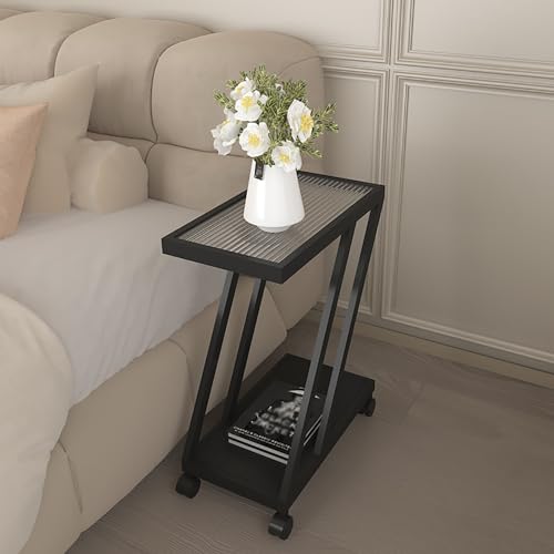 Moderner Z-förmiger Beistelltisch mit Tischplatte aus gehärtetem Glas, minimalistisches Design für Wohnzimmer, Schlafzimmer, mobiler Nachttisch und Sofa-Beistelltisch Moderner Z-förmiger Beistelltisch mit Tischplatte aus gehärtetem Glas, minimalistisches Design für Wohnzimmer, Schlafzimmer, mobiler Nachttisch und Sofa-Beistelltisch von Generisch