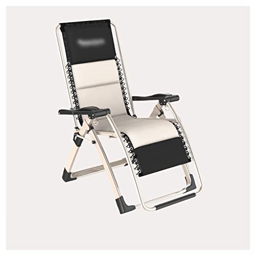 Moderner Zero Gravity Stuhl Indoor Outdoor Verstellbare Liege Chaiselongue mit Kissen und Fußstütze Stahlrahmen Klappstühle für Erwachsene Freizeit Weiß von Generisch