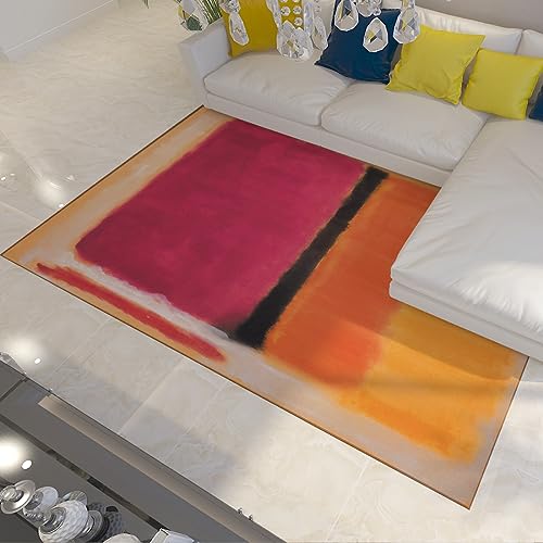 Moderner abstrakter Teppich in Rot und Orange, 120 x 170 cm, rutschfeste Unterseite, leicht zu reinigen, perfekt für stark frequentierte Bereiche, stilvolle Dekoration für Schlafzimmer oder Wohnzimmer von Generisch