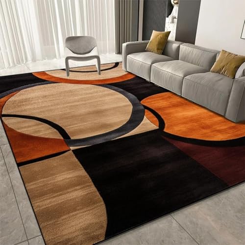 Moderner abstrakter geometrischer 3D-Teppich für Wohnzimmer und Schlafzimmer, Kurzflor-Design, Dunkelbraun/Beige/Schwarz, 60 x 230 cm, stilvolle Wohnkultur für Esszimmer von Generisch
