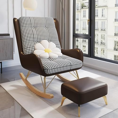 Moderner bequemer Schaukelstuhl für drinnen und draußen, ergonomischer Zero Gravity Liege mit Fußstütze, perfekt für Schlafzimmer, Wohnzimmer & Balkon (Braun) von Generisch