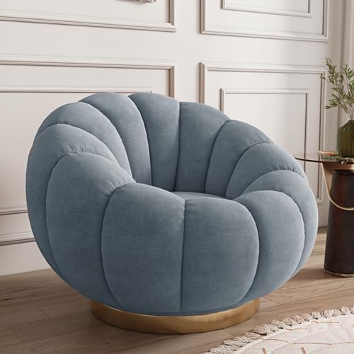 Moderner blauer Drehstuhl mit Ottomane, bequem, um 360 Grad drehbar, für Schlafzimmer oder Leseraum Moderner blauer Drehstuhl mit Ottomane, bequem, um 360 Grad drehbar, für Schlafzimmer oder Leseraum von Generisch
