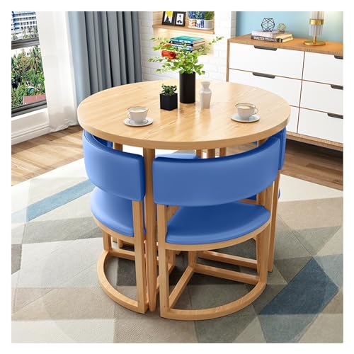 Moderner blauer Esstisch-Set für Büro, Wohnung oder Balkon, platzsparend, runder Tisch mit Stühlen für Abendessen, Frühstück oder Arbeitszimmer, ideal für Küche, Kaffee, Sofa, Lounge oder von Generisch