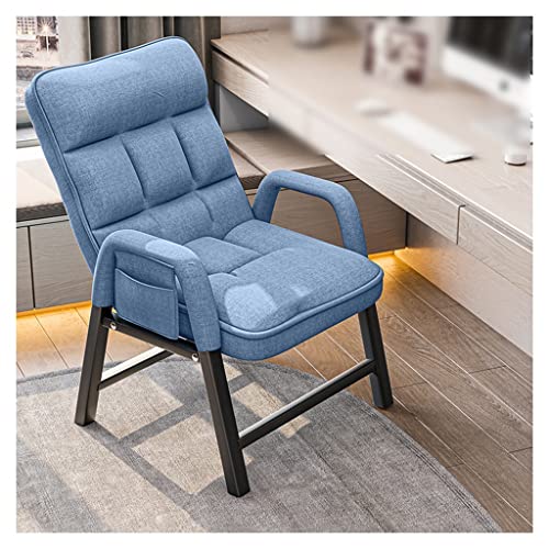 Moderner blauer Lazy Stuhl mit Armlehnen, einzelner Stahlrahmen und Seitentaschen, Lounge-Sofa für Erwachsene Schlafzimmer oder Wohnheim Moderner blauer Lazy Stuhl mit Armlehnen, einzelner Stahlrahmen und Seitentaschen, Lounge-Sofa für Erwachsene Schlafzimmer oder Wohnheim von Generisch
