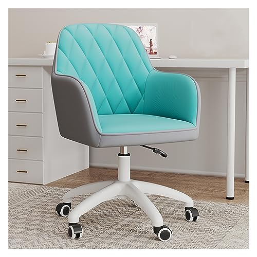 Moderner blauer Schreibtischstuhl für Zuhause, Büro, gepolsterter Akzentstuhl mit verstellbaren höhenverstellbaren Schwenkrädern und ergonomischem Design, stilvoller Arbeitszimmerhocker für Damen und von Generisch