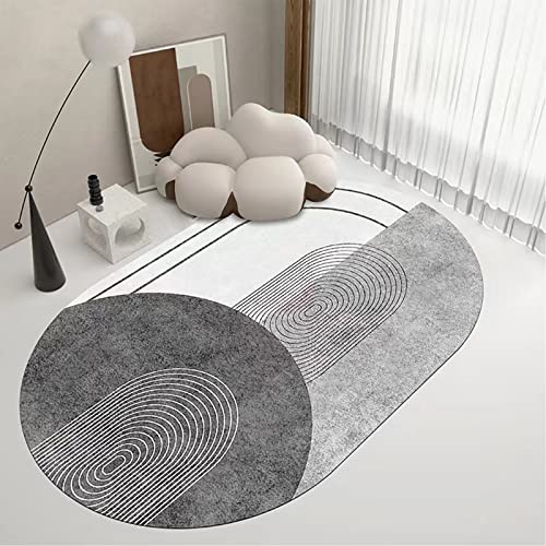 Moderner dunkelgrauer ovaler Teppich, 120 x 200 cm, geometrisches abstraktes Design für Wohnzimmer, Esszimmer, Schlafzimmer, Kinderzimmer – stilvolle Wohnkultur-Akzent von Generisch